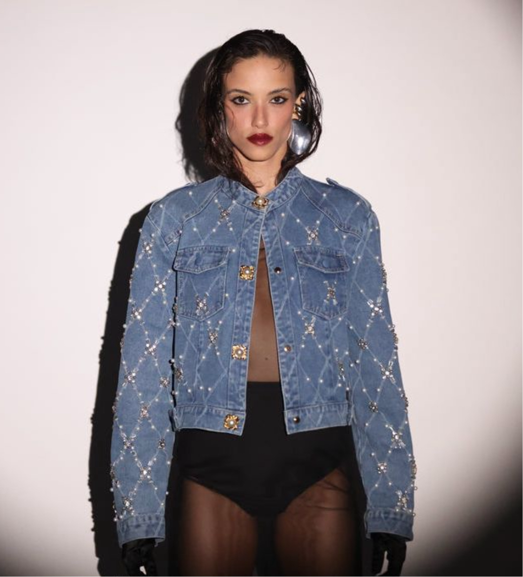 My Pearlux XOXO (Hand Bejeweled Denim Jacket)