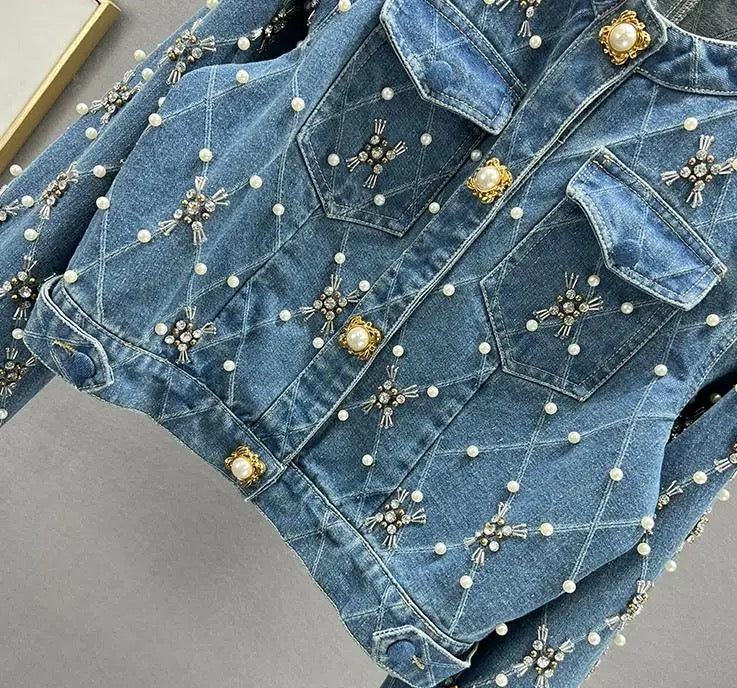 My Pearlux XOXO (Hand Bejeweled Denim Jacket)
