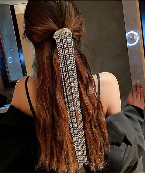 Ponytail band Rhinestones Long Chain Tassel Hairwear