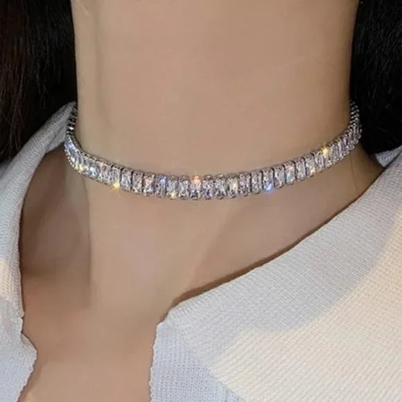 My Rhinestoned Tennis Necklace (Silver)