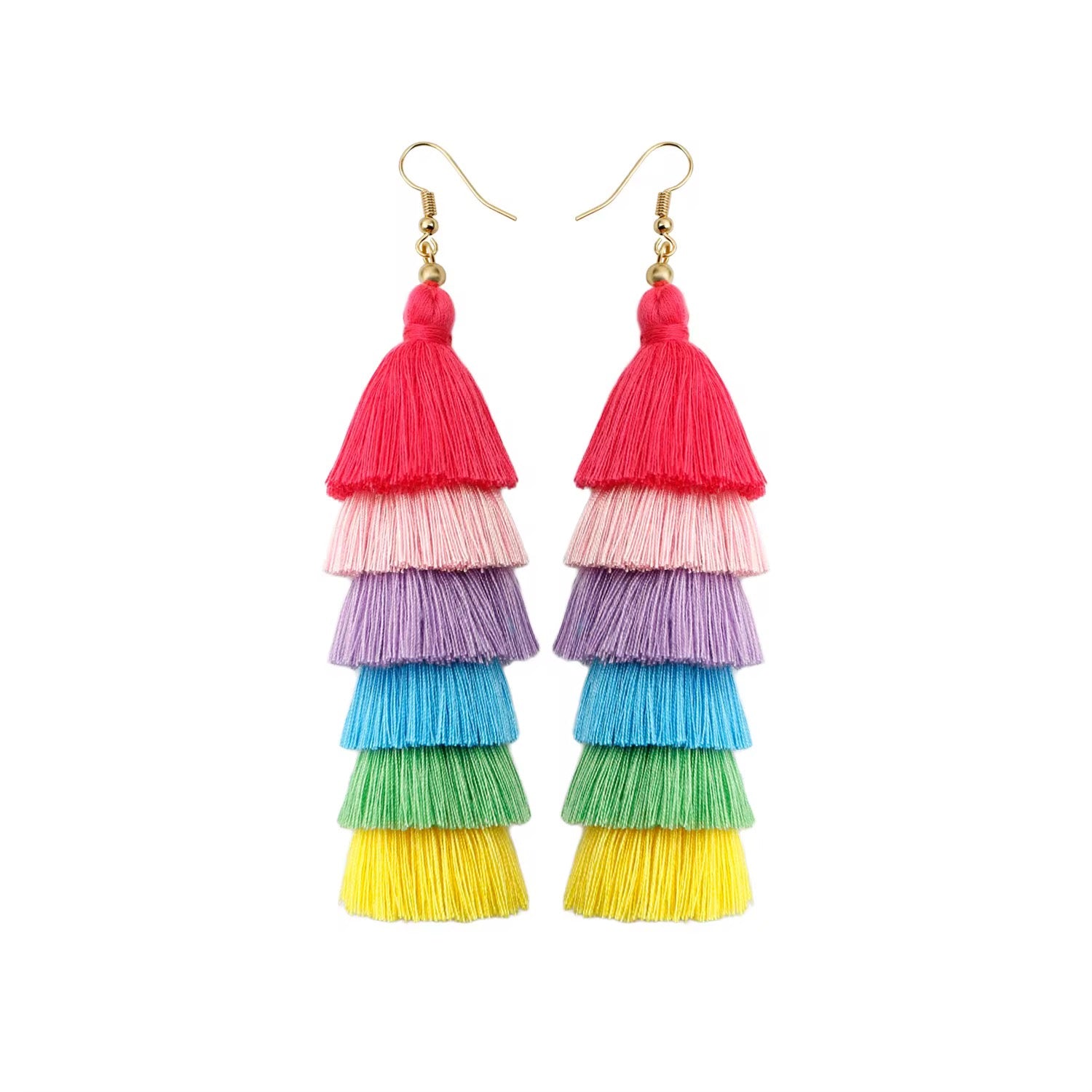 Boho Rainbow Tassel Earrings