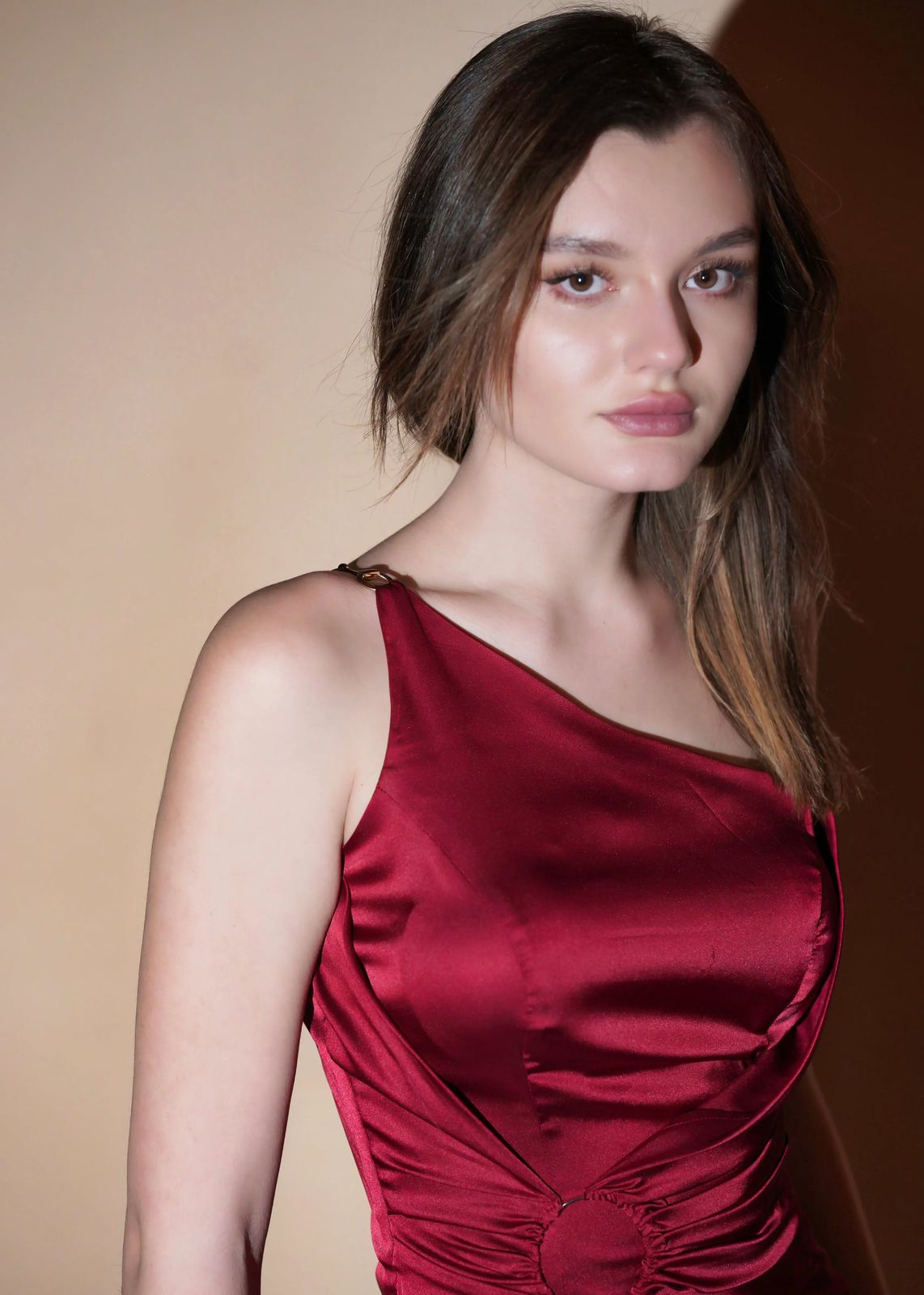 My Red Satin One Shoulder Dress