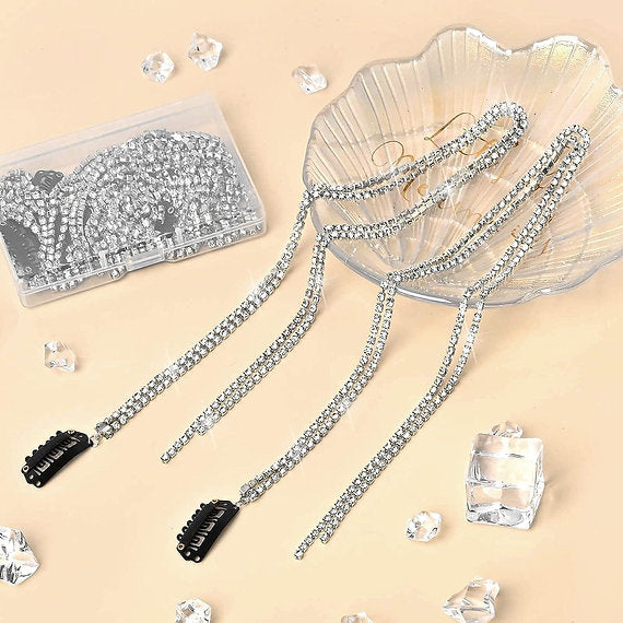 Rhinestone Hair Chain Clip (Silver)