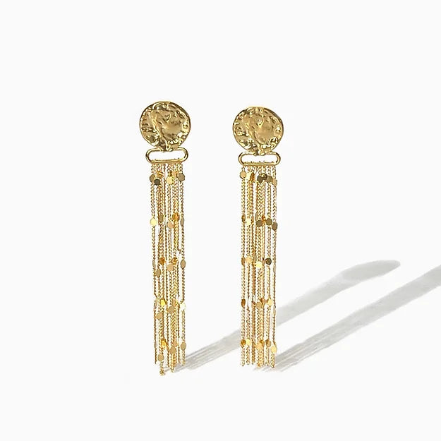 Tasseled & Hammered Gold Coin Dangles