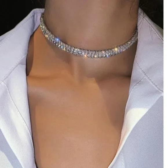 My Rhinestoned Tennis Necklace (Silver)