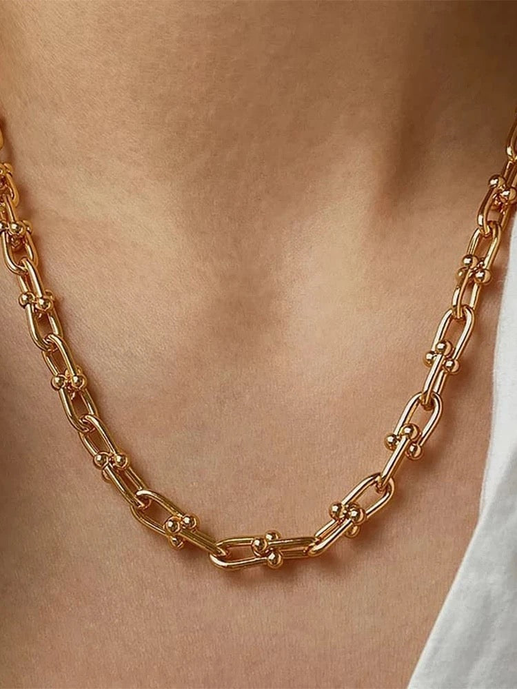 U Shape Pin Chain Necklace