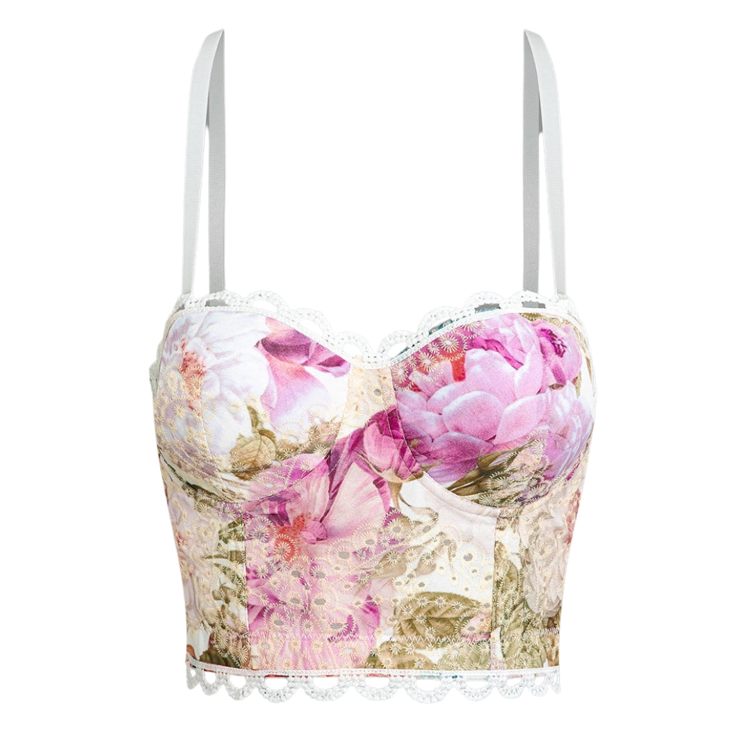 White Floral Bustier (Purple)