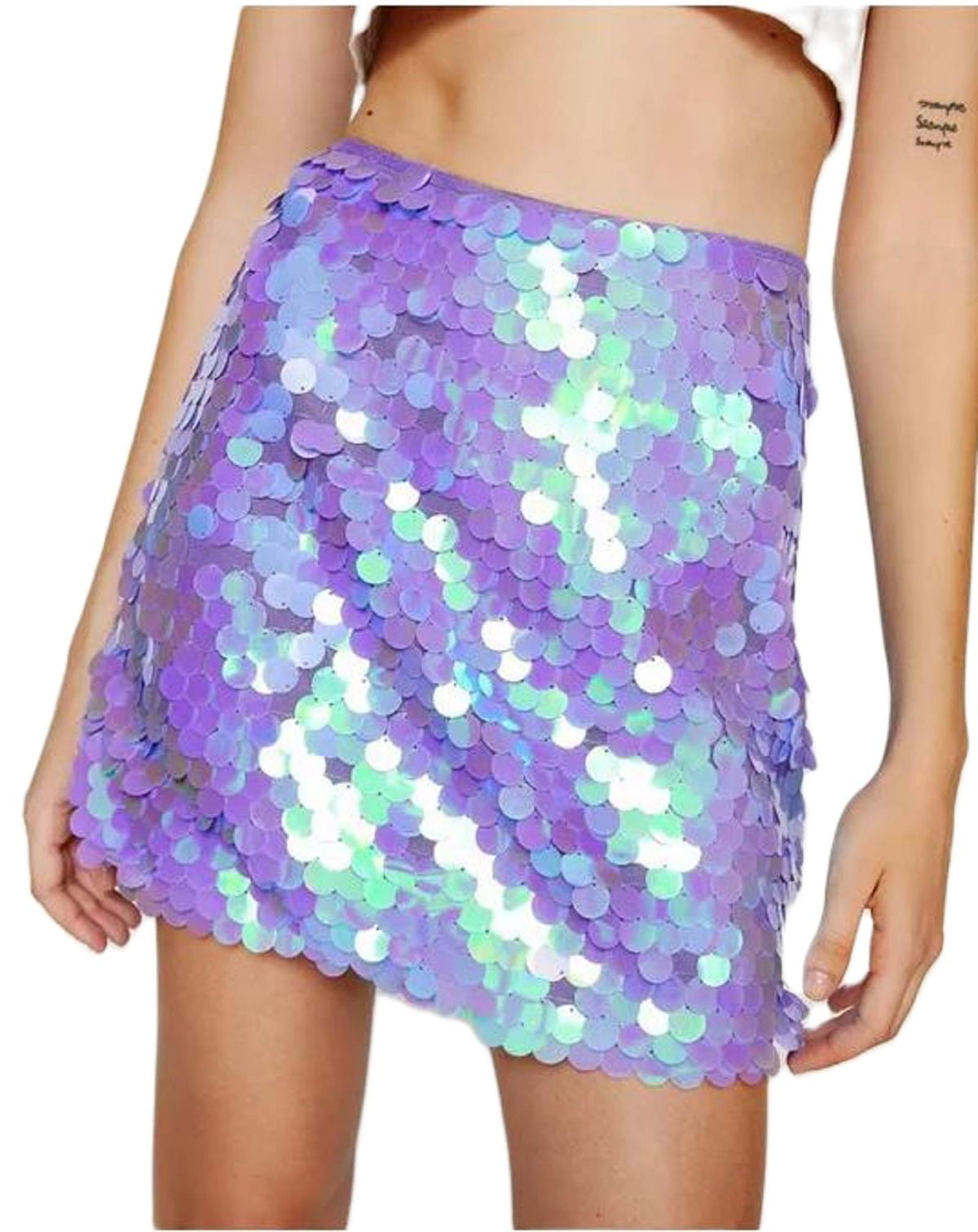 Disc Sequin Mini Skirt