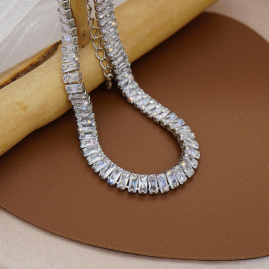 My Rhinestoned Tennis Necklace (Silver)