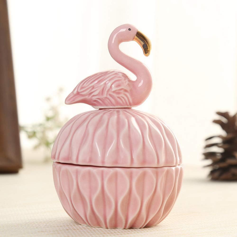 PINK outlets FLAMINGO Trinket box with lid ceramic