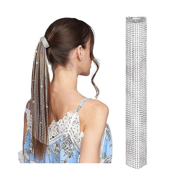 Ponytail band Rhinestones Long Chain Tassel Hairwear