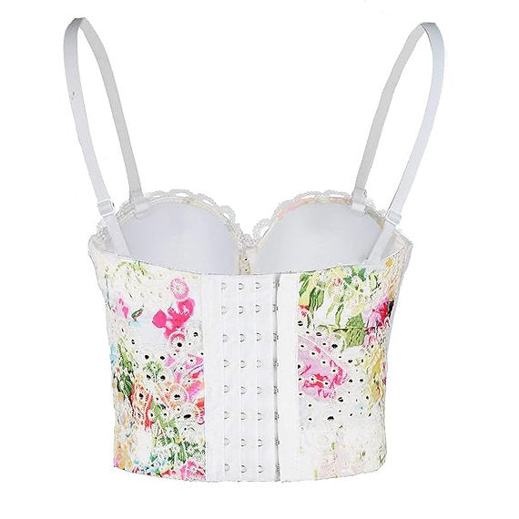 White Floral Bustier (Multicolor)