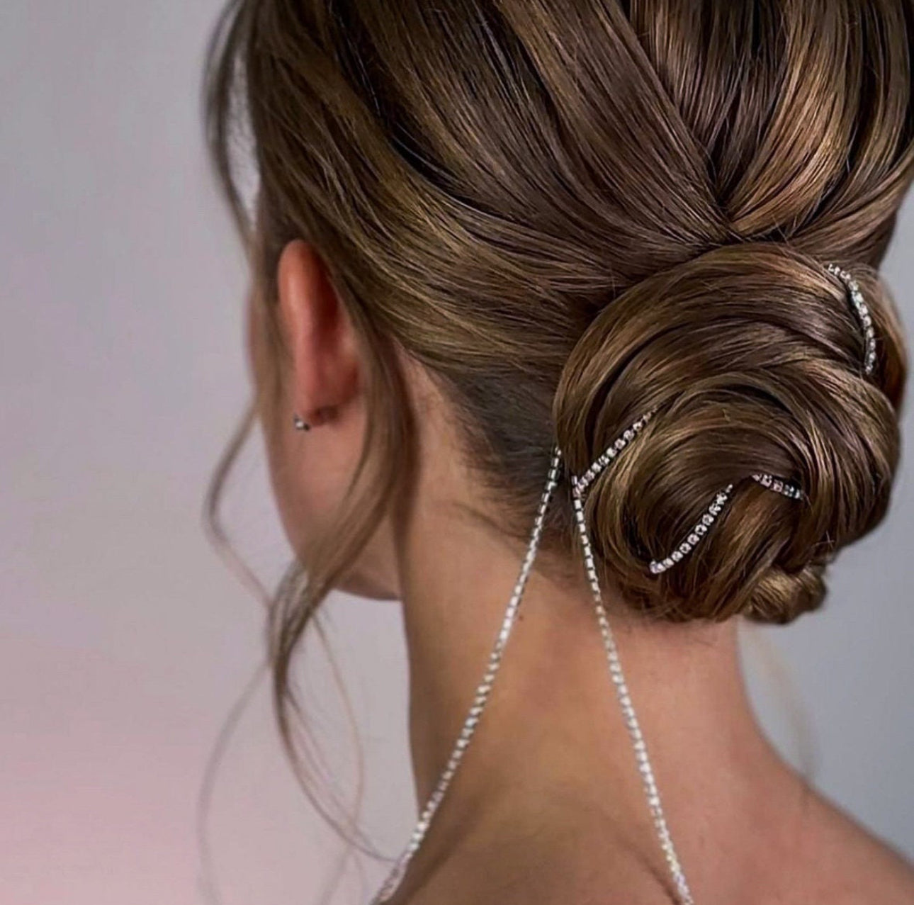 Rhinestone Hair Chain Clip (Silver)