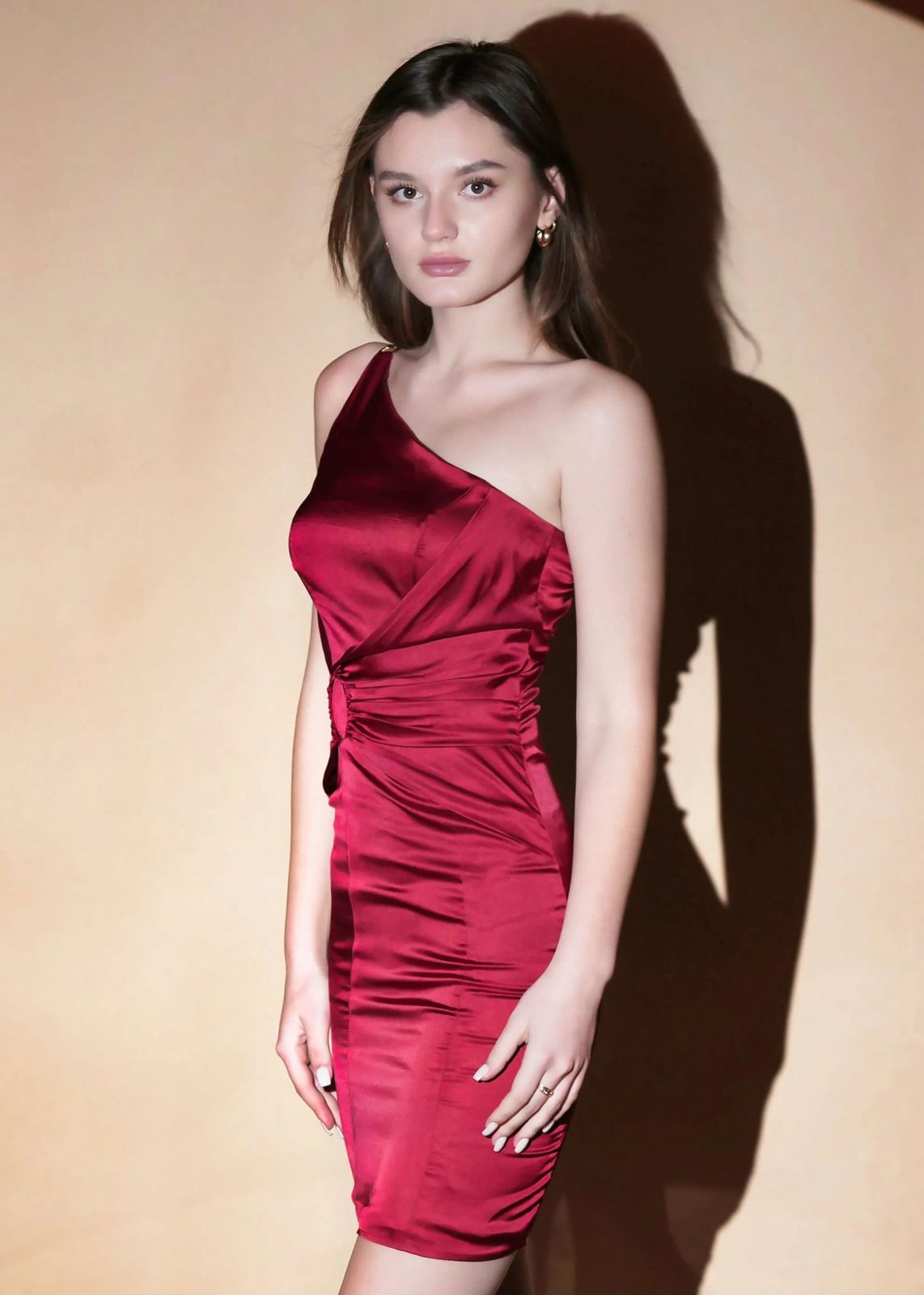 My Red Satin One Shoulder Dress