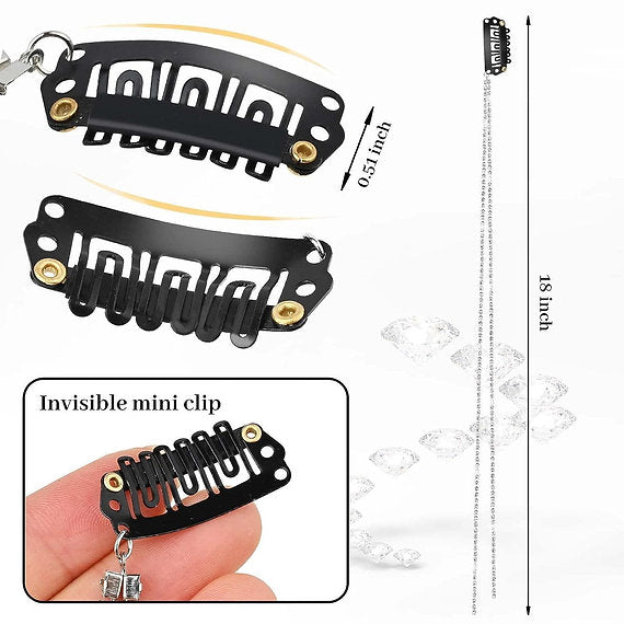 Rhinestone Hair Chain Clip (Silver)