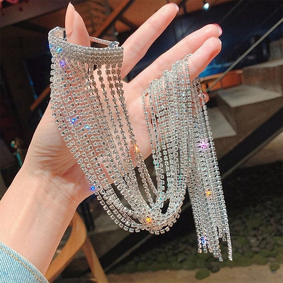 Ponytail band Rhinestones Long Chain Tassel Hairwear