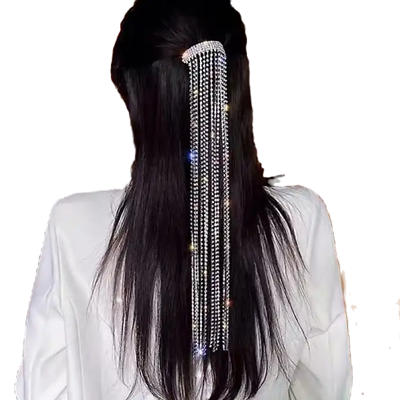 Ponytail band Rhinestones Long Chain Tassel Hairwear