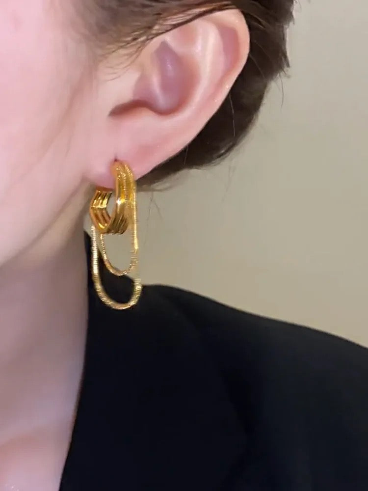 Layered Chain Hoops (Gold)