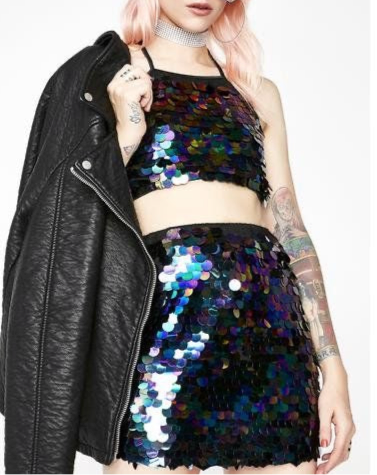 Disc Sequin Mini Skirt