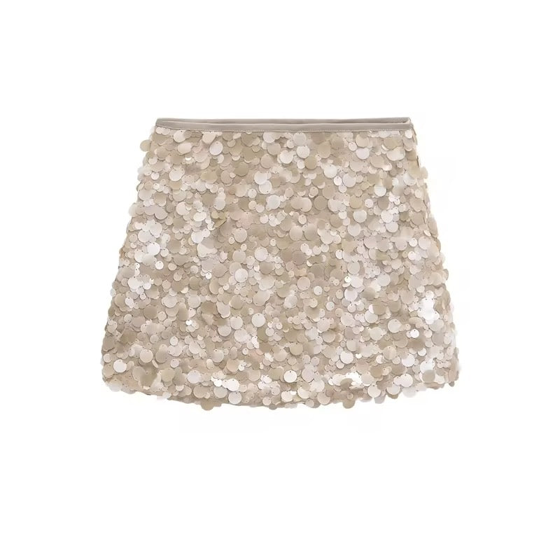 Disc Sequin Mini Skirt