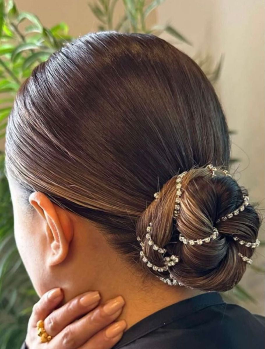 Rhinestone Hair Chain Clip (Silver)
