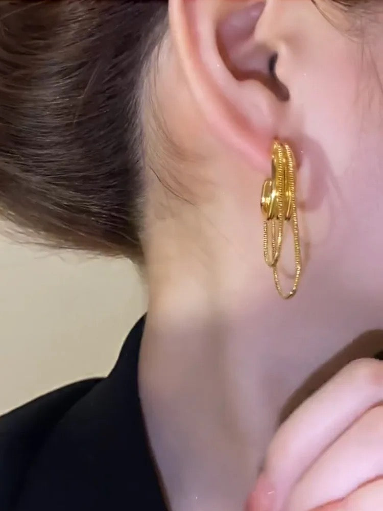 Layered Chain Hoops (Gold)