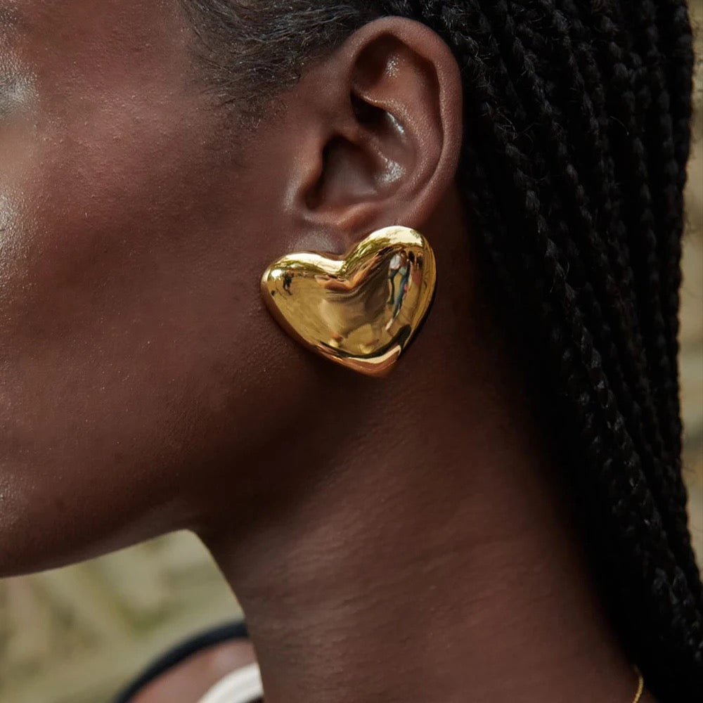 My Jumbo Heart Studs (Gold& Silver)