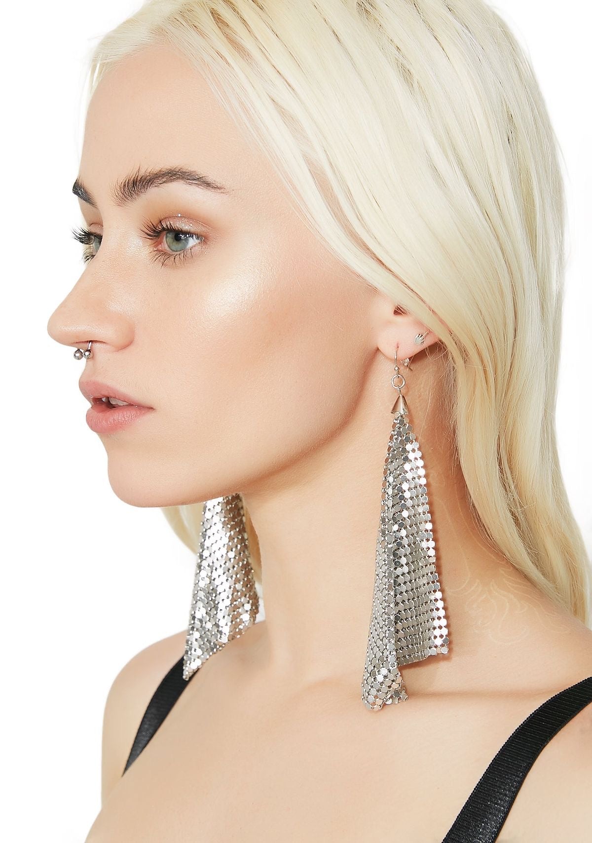 Metal Mesh Tassel Earrings