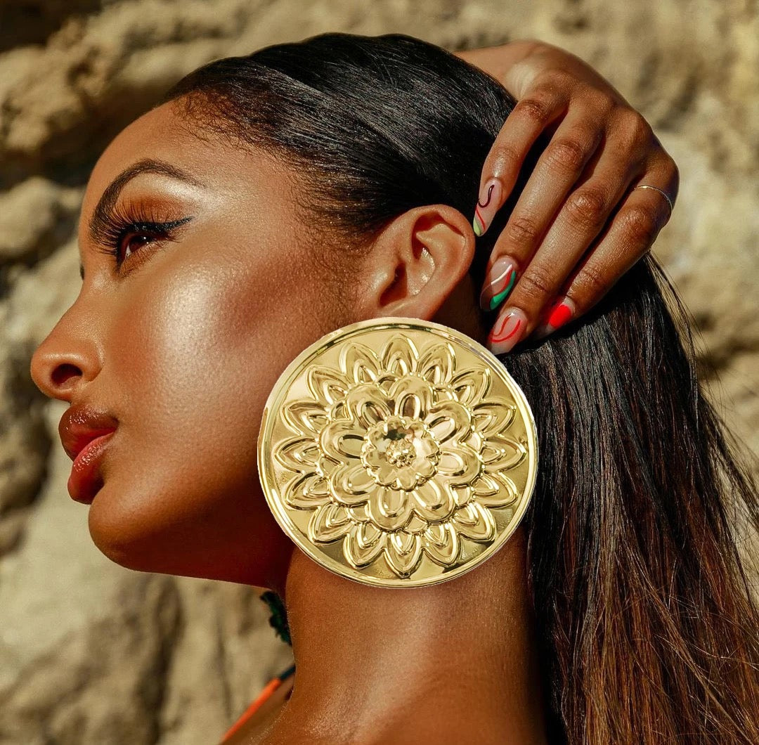 Bold Gold Flower Studs