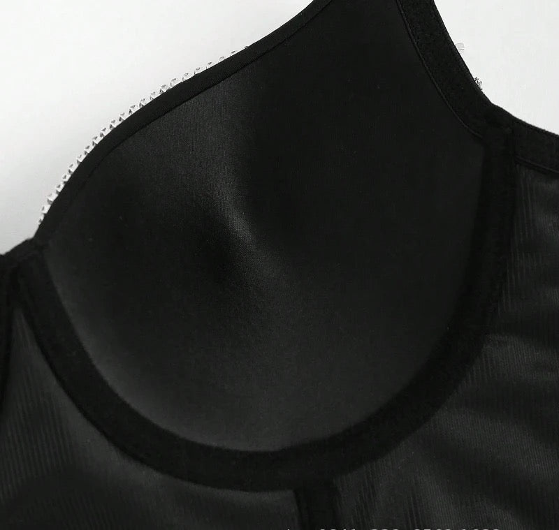 Rhinestone Laced Bustier (Black)