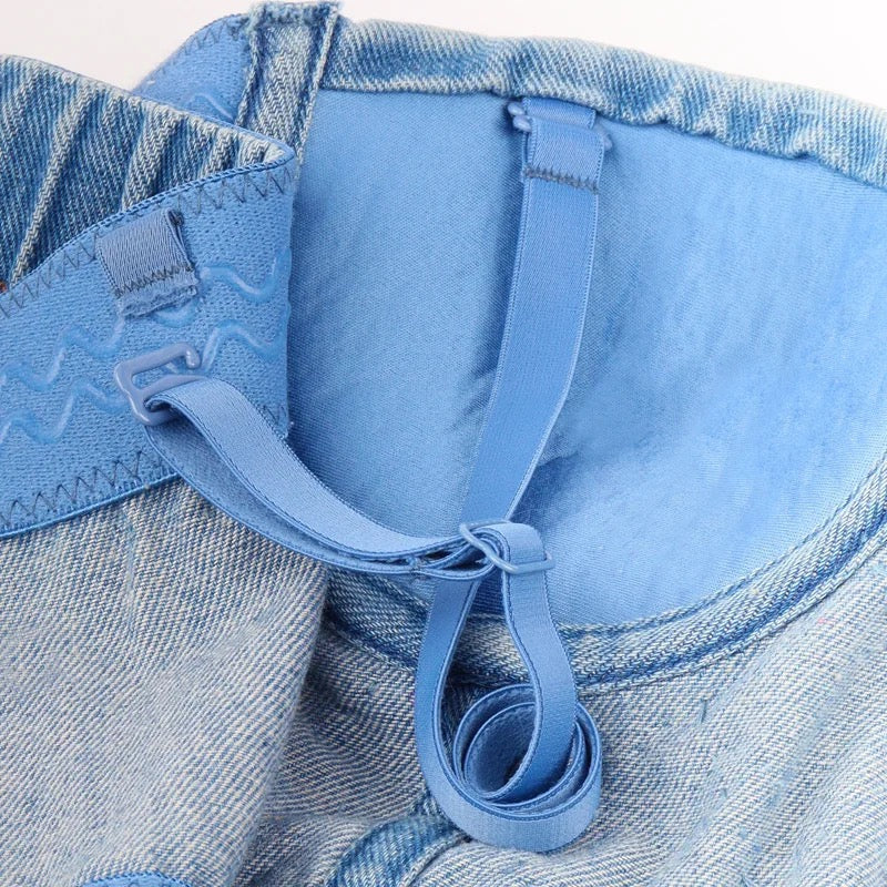 Denim Rhinestones Studded Corset