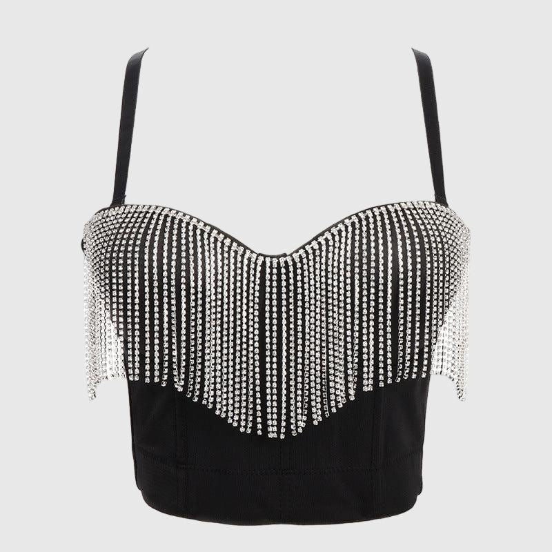 Rhinestone Laced Bustier (Black)