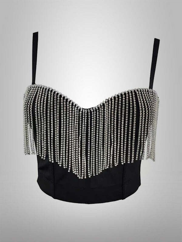 Rhinestone Laced Bustier (Black)