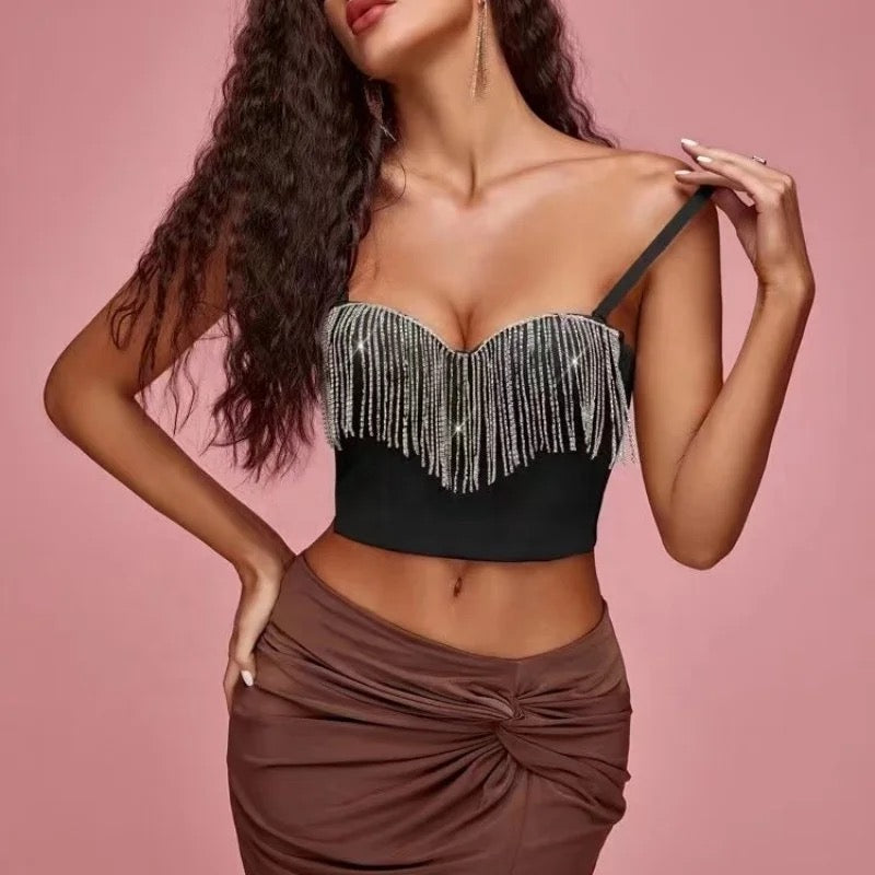 Rhinestone Laced Bustier (Black)
