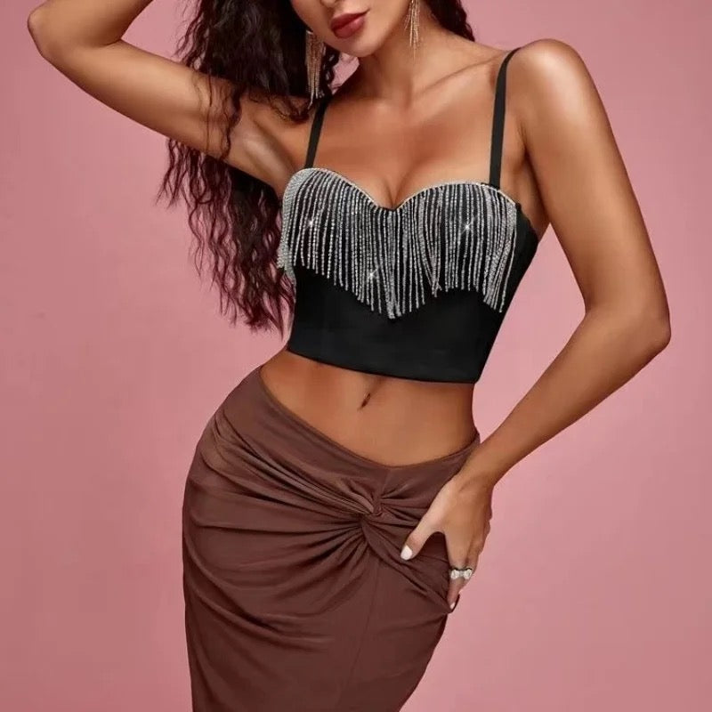 Rhinestone Laced Bustier (Black)