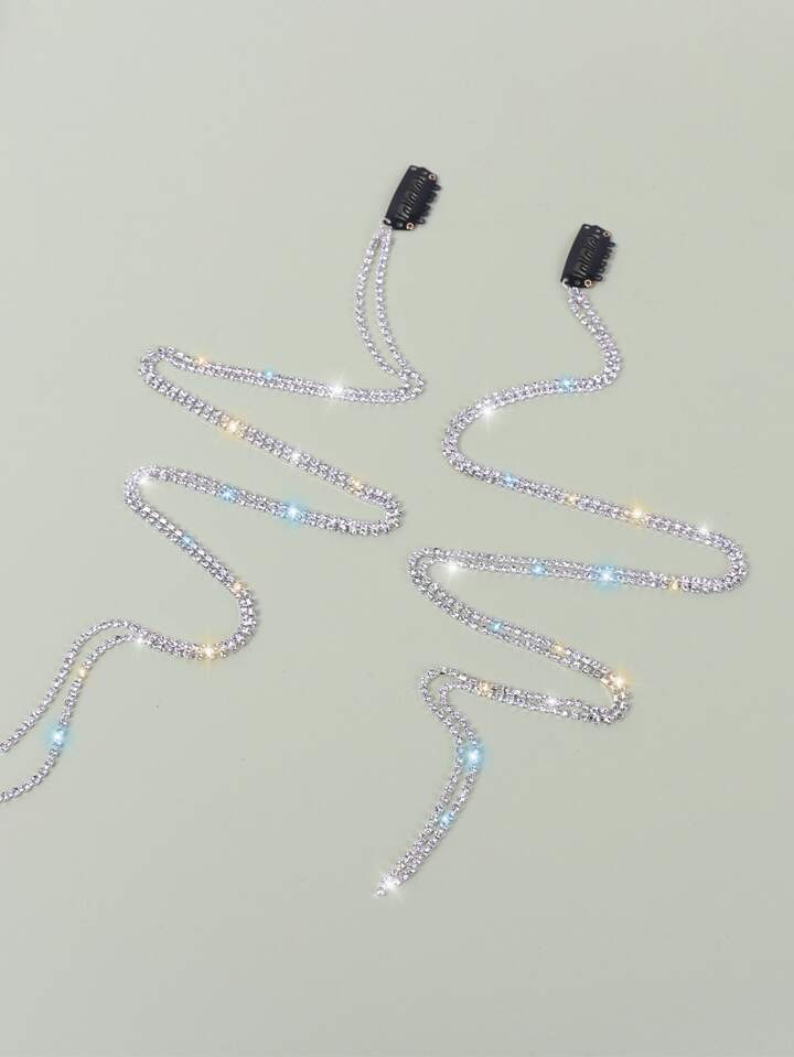 Rhinestone Hair Chain Clip (Silver)