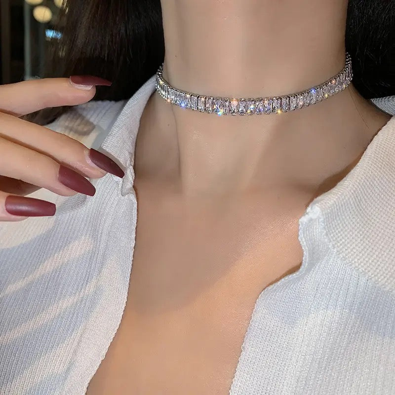 My Rhinestoned Tennis Necklace (Silver)