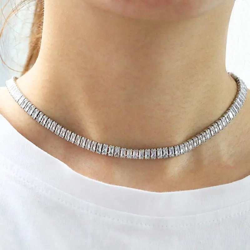 My Rhinestoned Tennis Necklace (Silver)