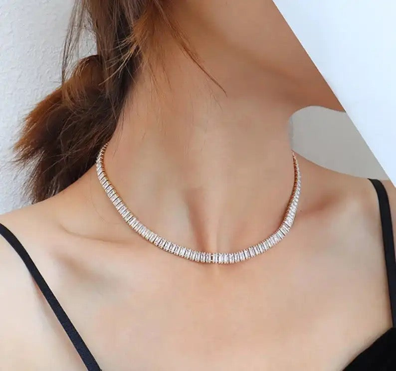 My Rhinestoned Tennis Necklace (Silver)