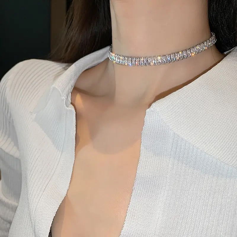 My Rhinestoned Tennis Necklace (Silver)