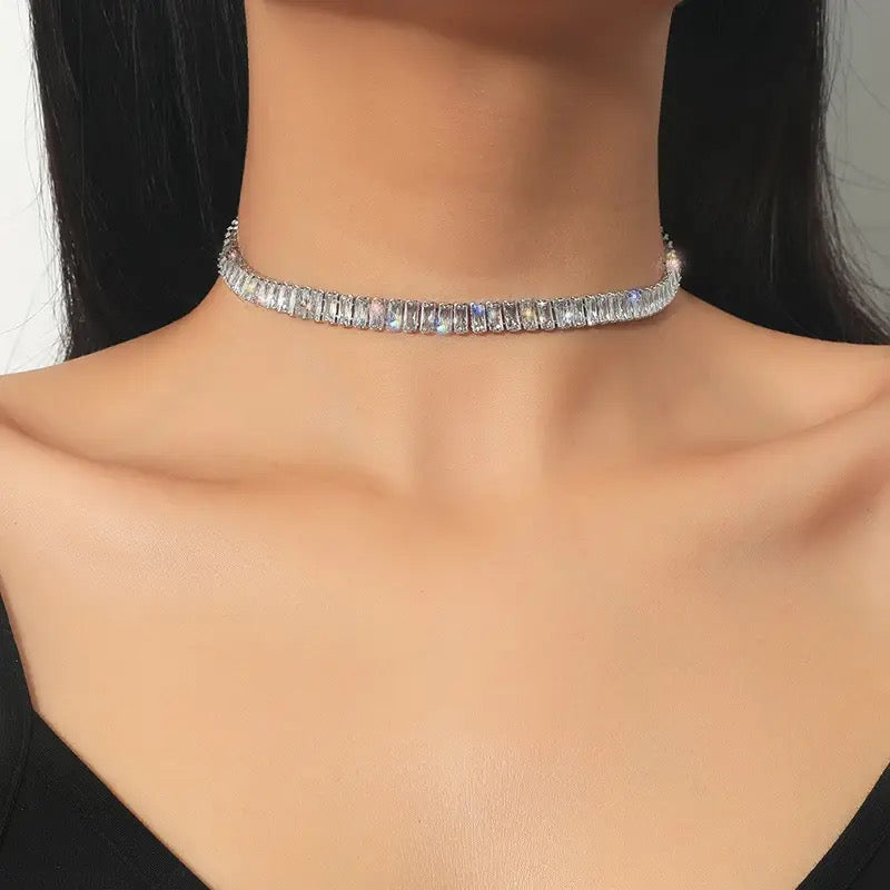My Rhinestoned Tennis Necklace (Silver)