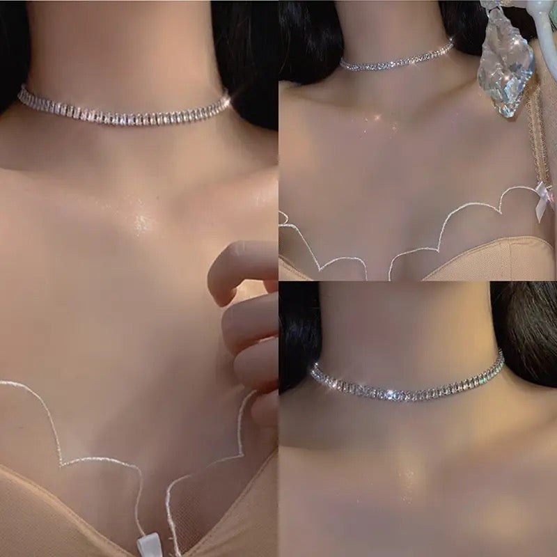 My Rhinestoned Tennis Necklace (Silver)