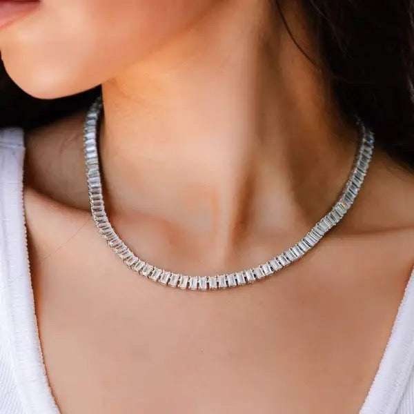 My Rhinestoned Tennis Necklace (Silver)