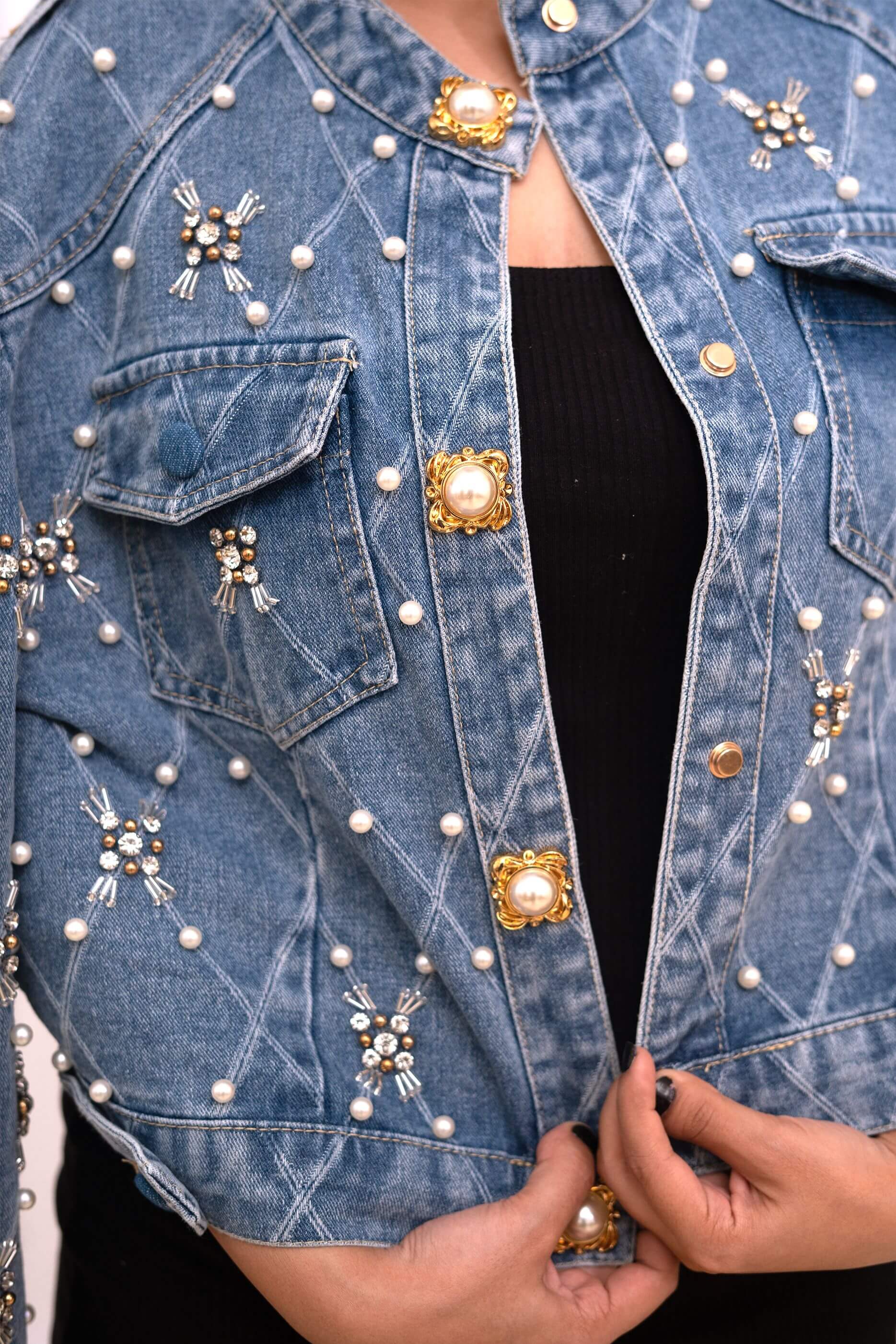 My Pearlux XOXO (Hand Bejeweled Denim Jacket)