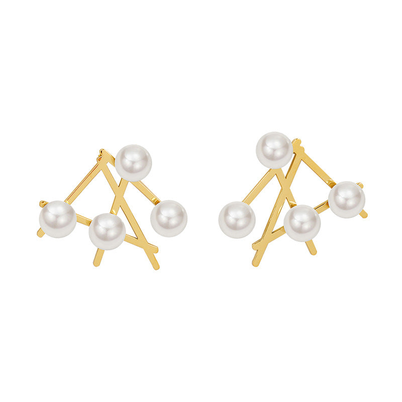 Abstract Pearl Studded Statement Studs