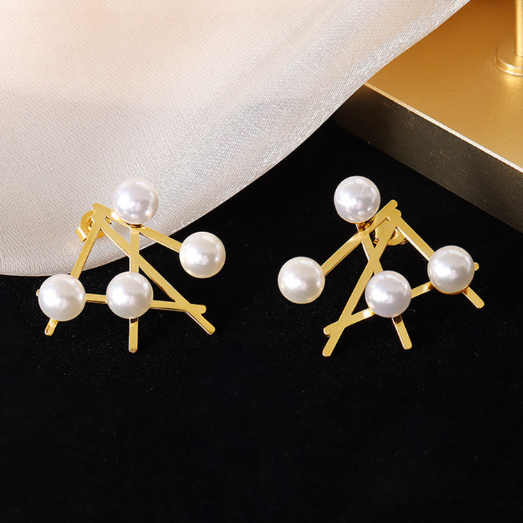 Abstract Pearl Studded Statement Studs