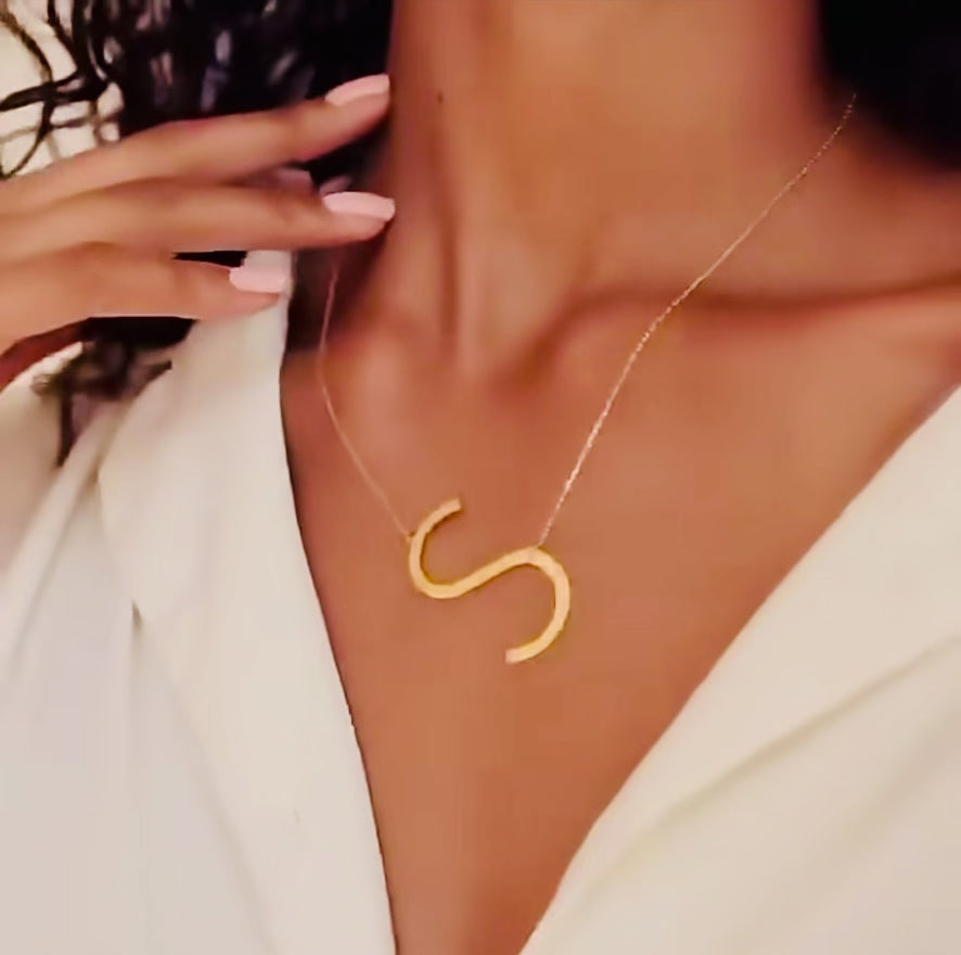 Initial Letter Necklace (Gold)