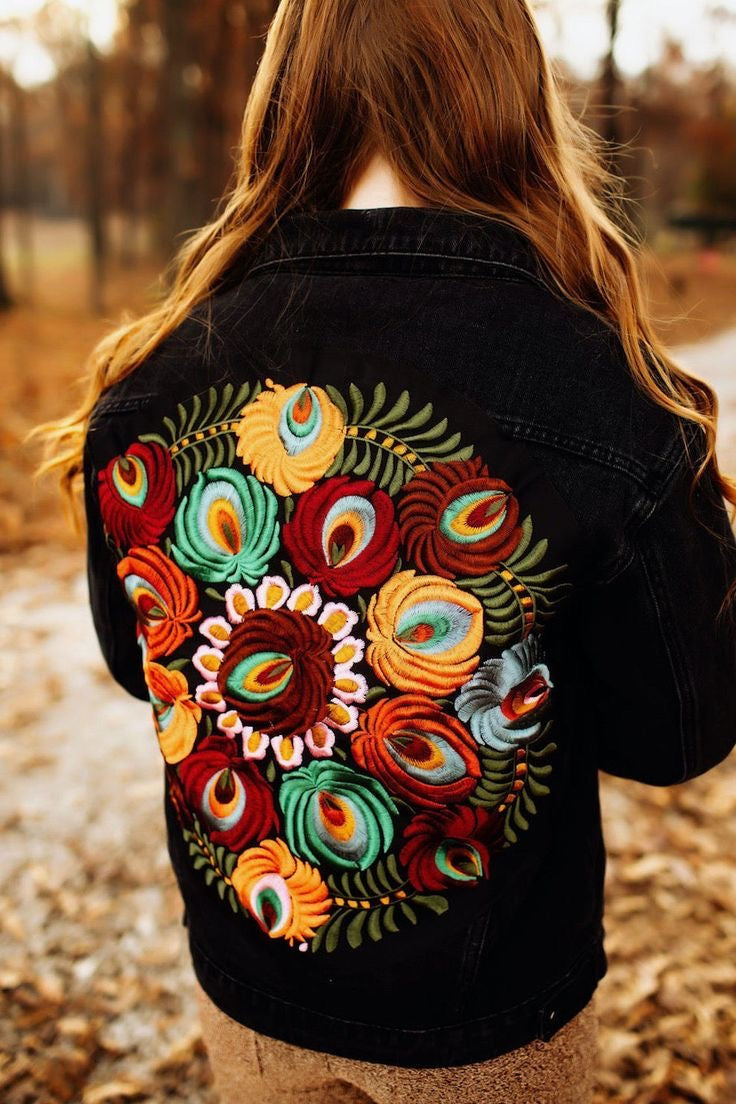 My Boho Blossom (Embroidered Black Demin Jacket)