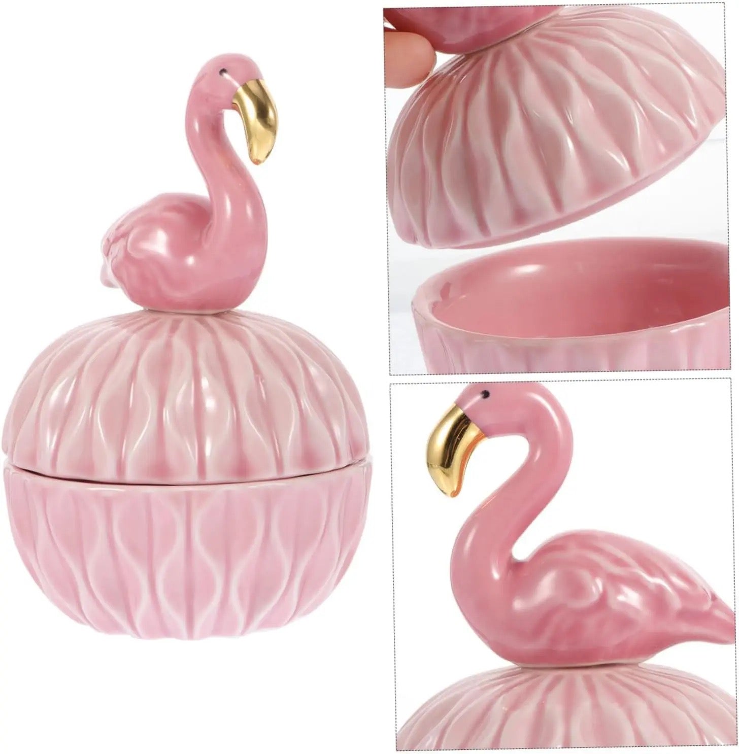 My Flamingo Trinket Box (Pink with Gold Beak Flamingo Lid)
