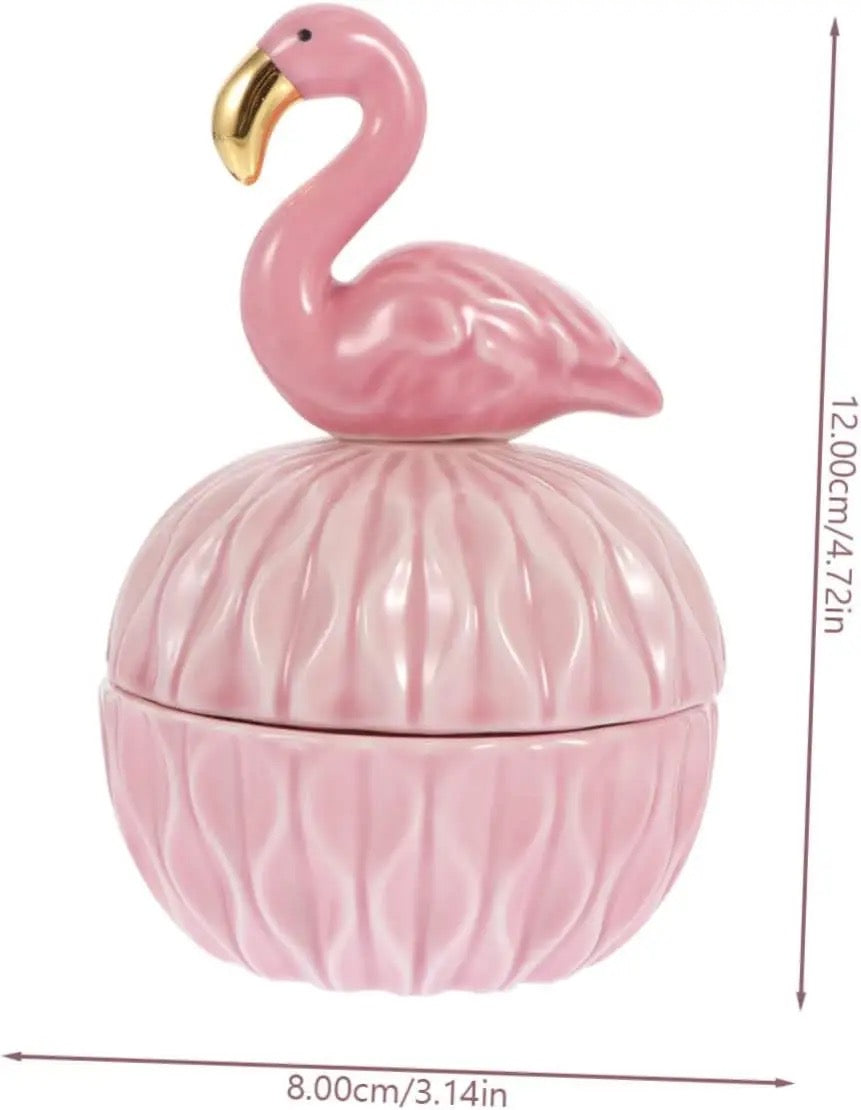 My Flamingo Trinket Box (Pink with Gold Beak Flamingo Lid)